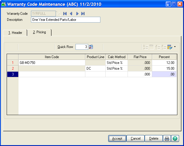 WarrantyCodePricing