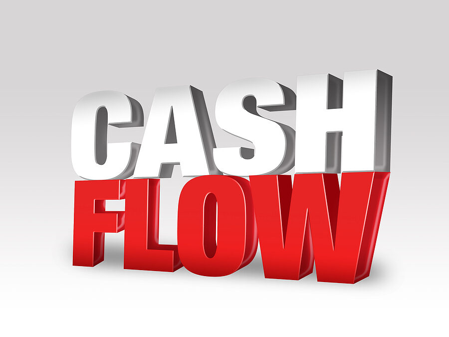 3d rendered illustration of the word "cash flow" on a light gray-white gradient background to suggest Cash Flow Strategies