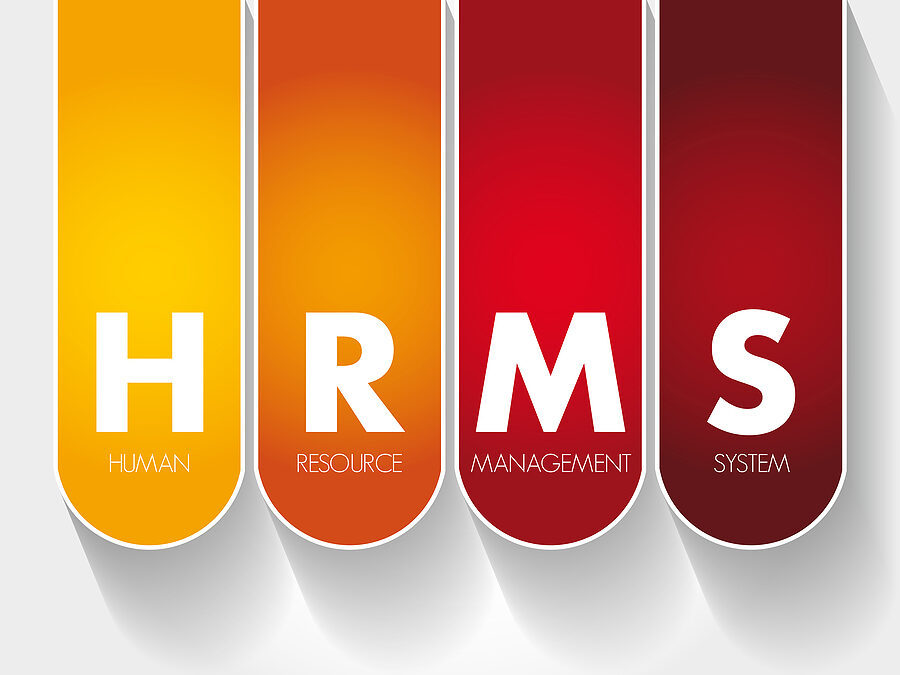 HRMS - Human Resource Management System acronym, business concept background, representing Sage HRMS